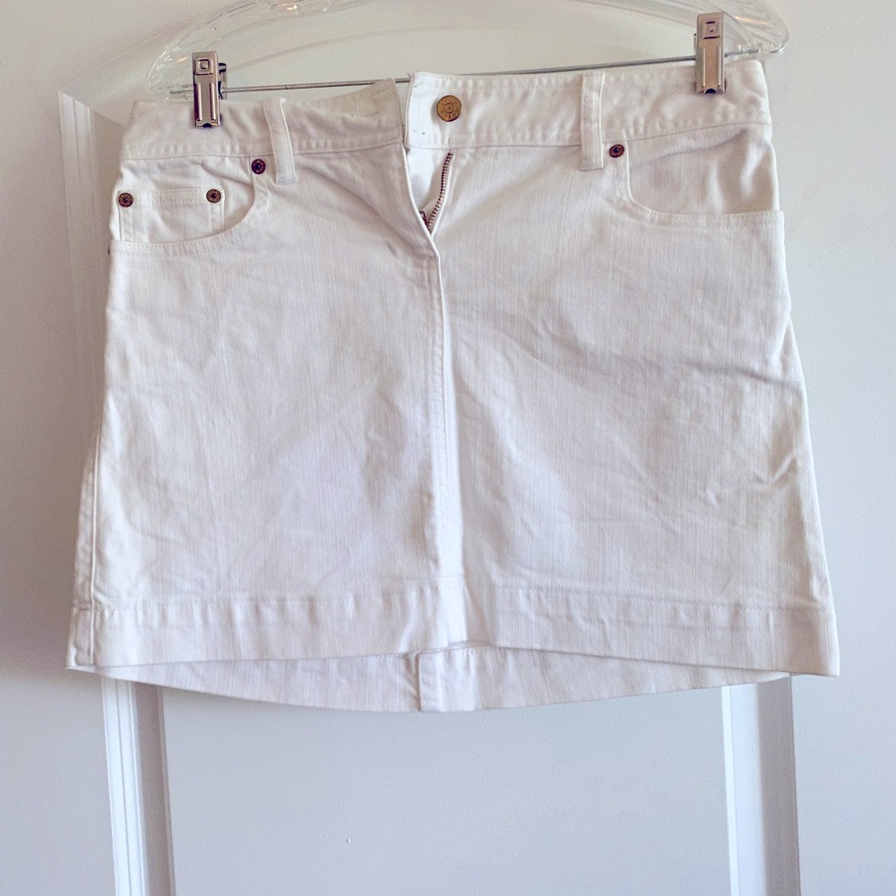 J.Crew Mini white jean skirt